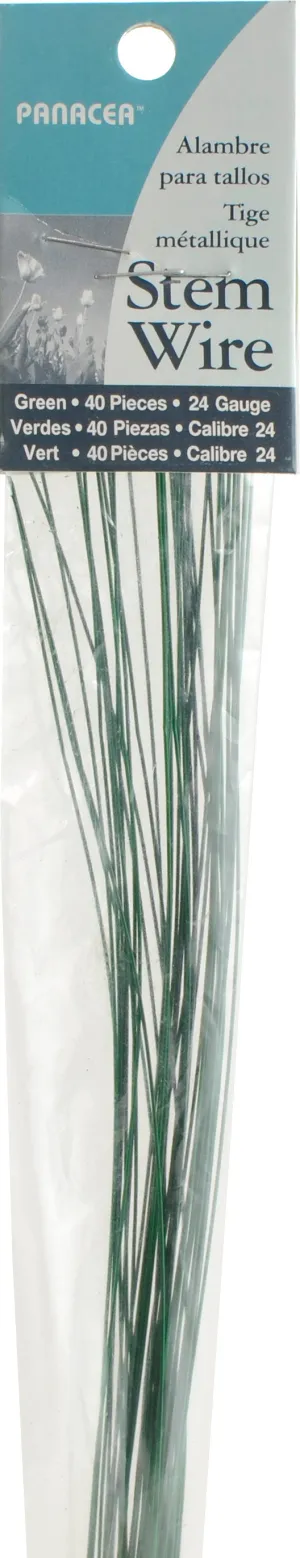 18" Green Stem Wire: 24 Gauge (40 Pcs)