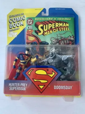 1997 Kenner Man of Steel Hunter-Prey Superman Doomsday Figure 2 Pack MOC