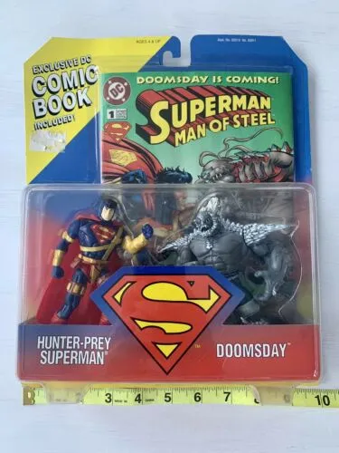 1997 Kenner Man of Steel Hunter-Prey Superman Doomsday Figure 2 Pack MOC