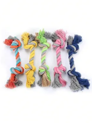 1pc Colorful Braided Double-Head Rope Chew Tug Toy For Interactive Pulling Game For Small Dogs And Puppies, Random Color