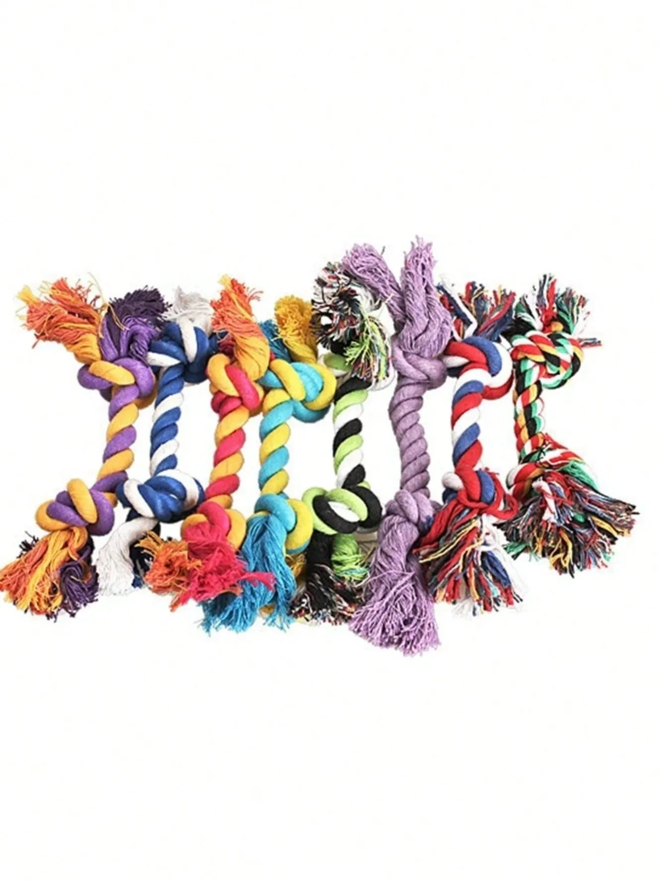 1pc Colorful Braided Double-Head Rope Chew Tug Toy For Interactive Pulling Game For Small Dogs And Puppies, Random Color