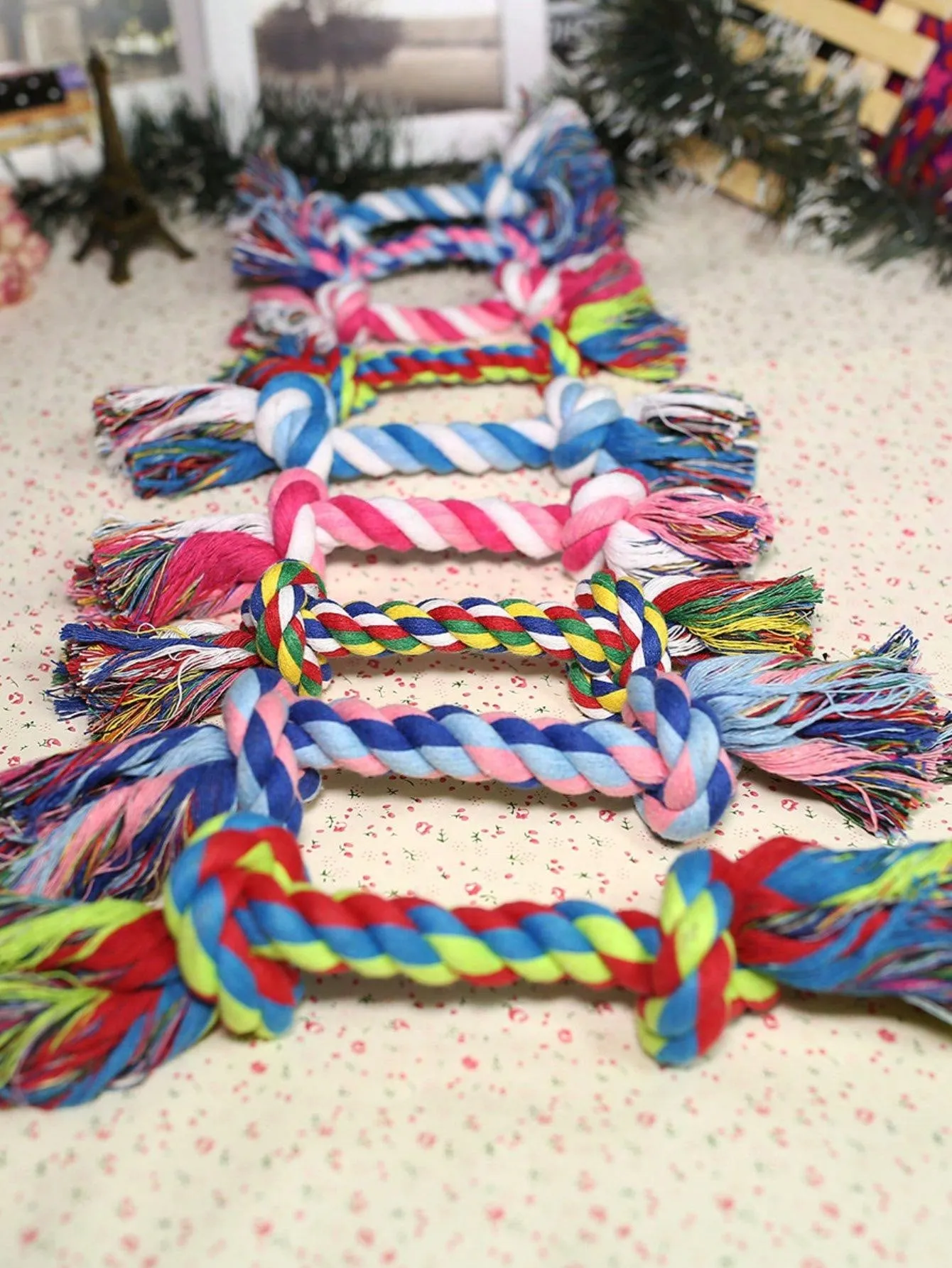 1pc Colorful Braided Double-Head Rope Chew Tug Toy For Interactive Pulling Game For Small Dogs And Puppies, Random Color