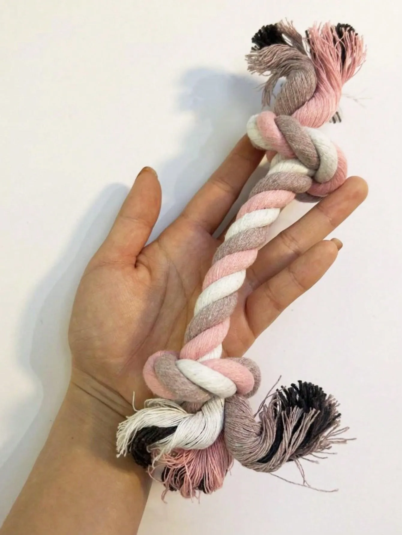 1pc Colorful Braided Double-Head Rope Chew Tug Toy For Interactive Pulling Game For Small Dogs And Puppies, Random Color