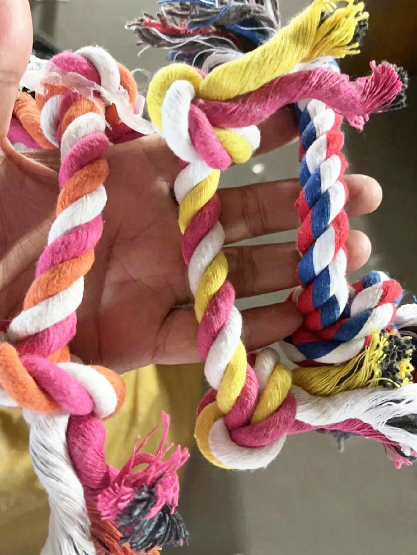 1pc Colorful Braided Double-Head Rope Chew Tug Toy For Interactive Pulling Game For Small Dogs And Puppies, Random Color