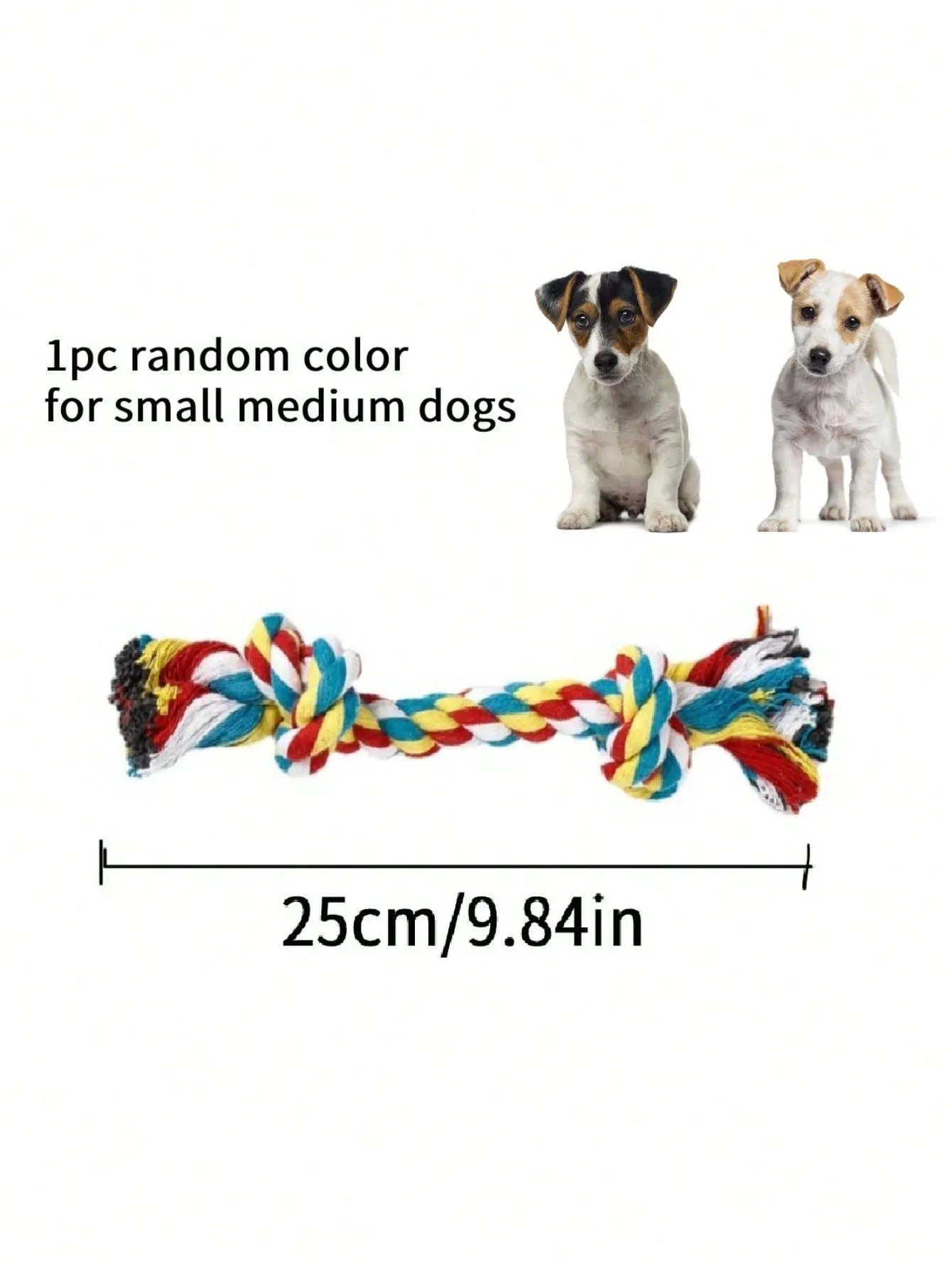 1pc Colorful Braided Double-Head Rope Chew Tug Toy For Interactive Pulling Game For Small Dogs And Puppies, Random Color