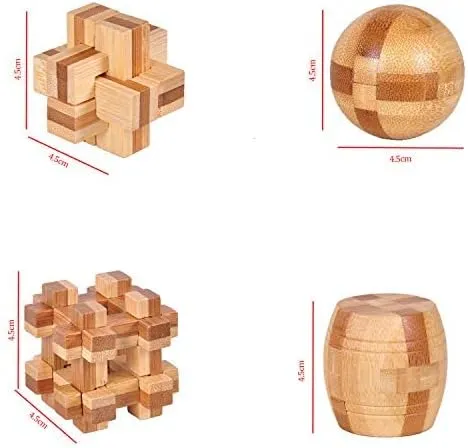 20Pc Wooden 3D Magic Ball Brain Teaser Puzzle for Kids & Adults