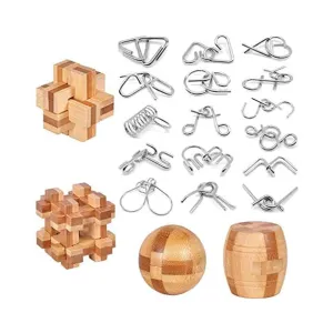 20Pc Wooden 3D Magic Ball Brain Teaser Puzzle for Kids & Adults