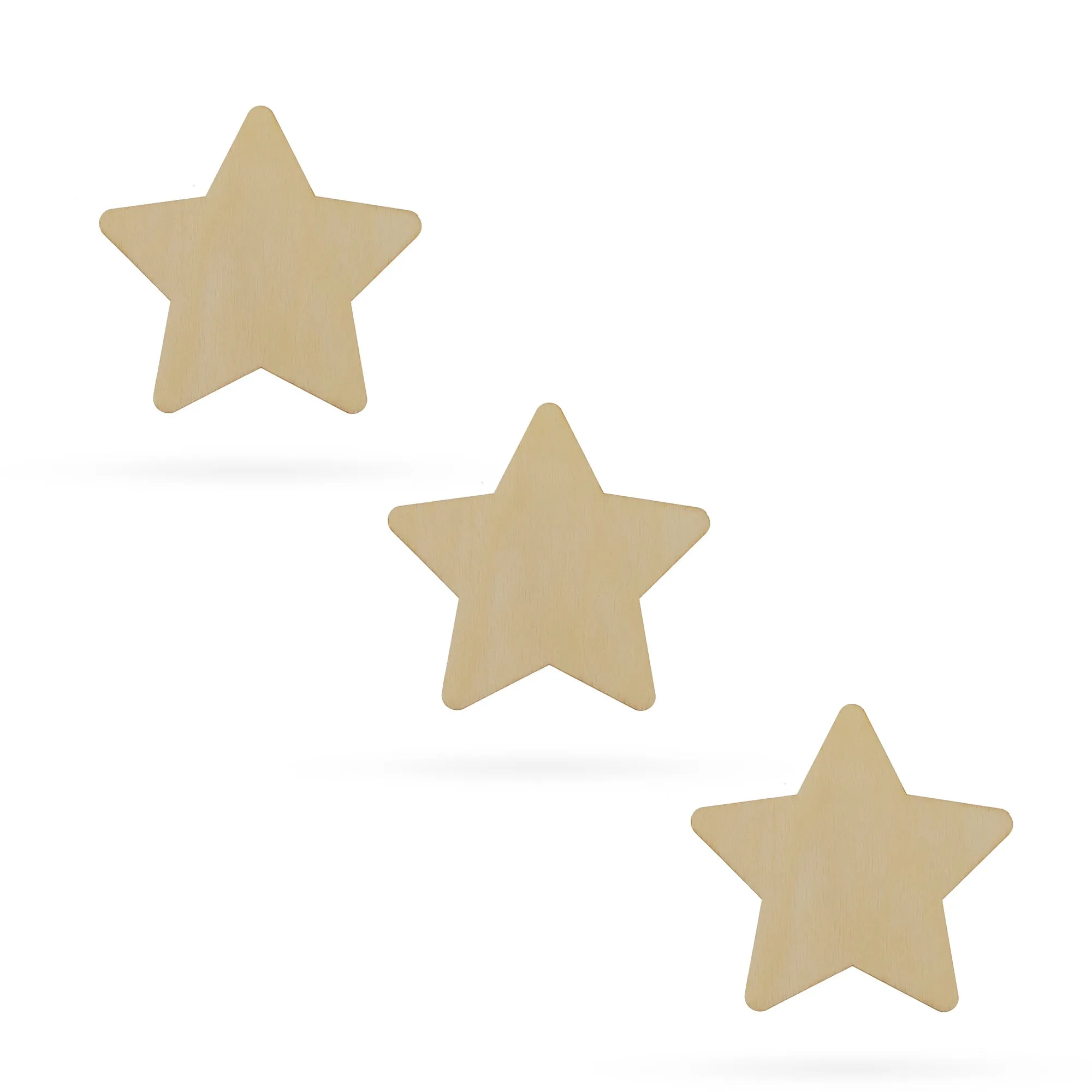 3 Stars Unfinished Wooden Shapes Craft Cutouts Diy Unpainted 3d Plaques 4 Inches