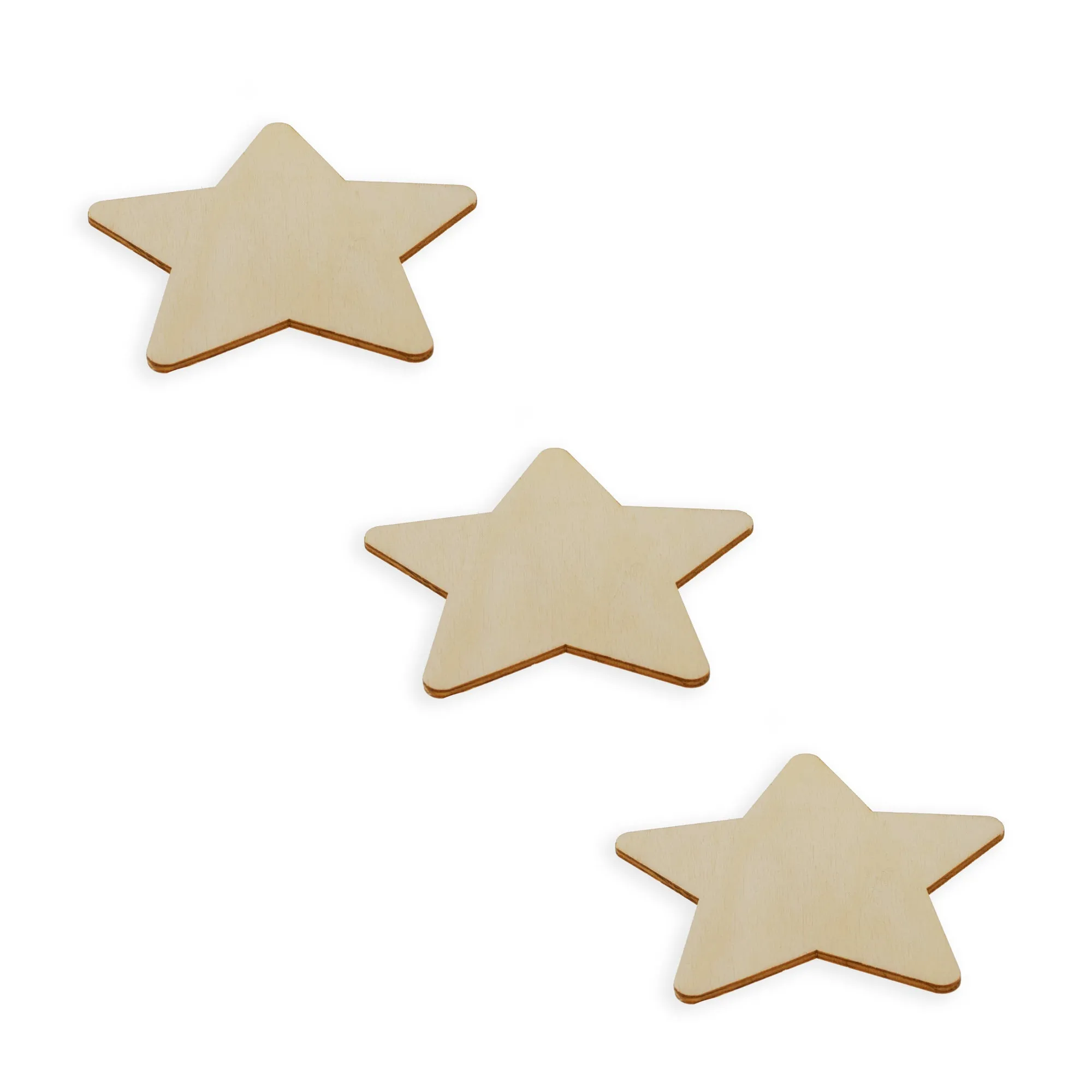 3 Stars Unfinished Wooden Shapes Craft Cutouts Diy Unpainted 3d Plaques 4 Inches