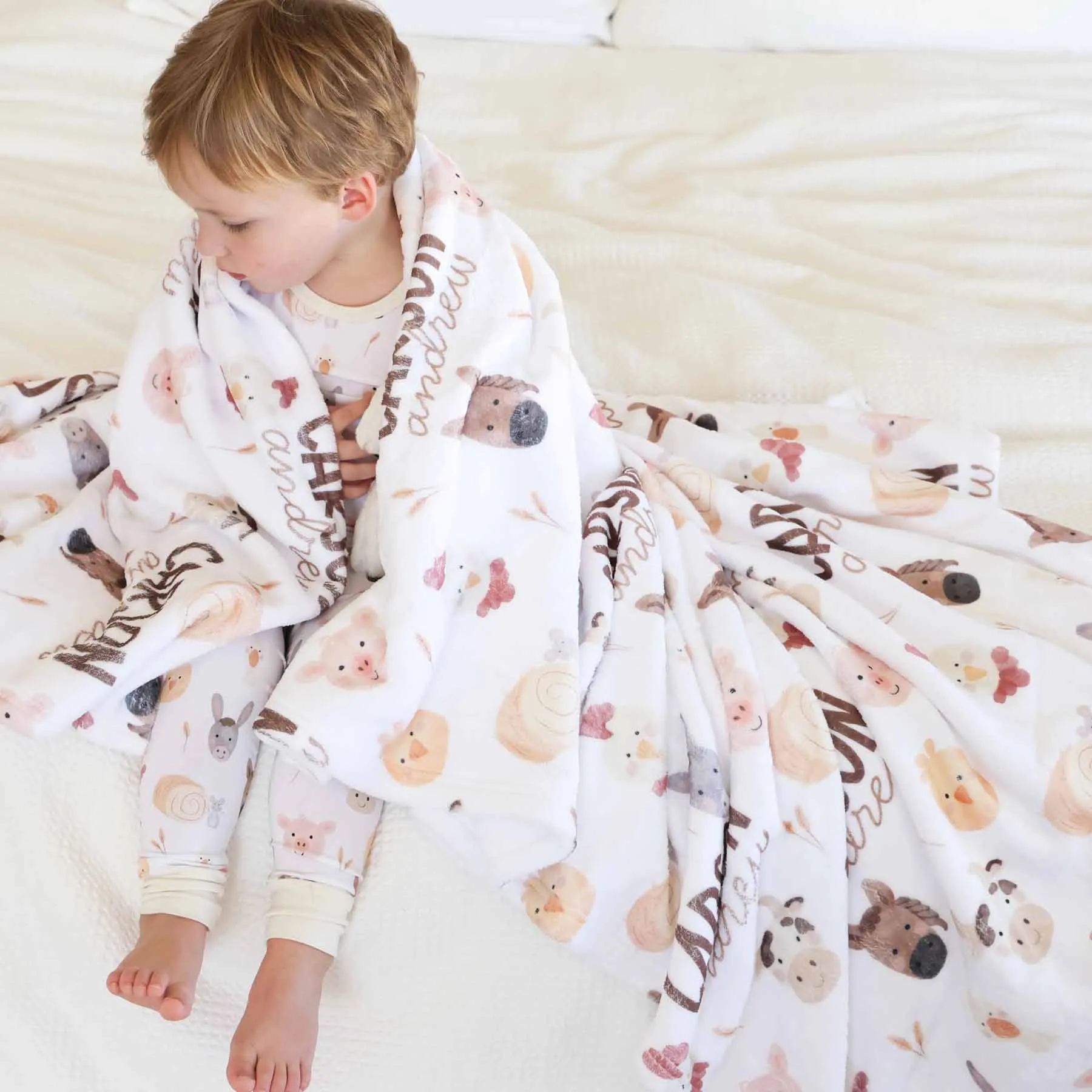 Barnyard Buddies Personalized Kids Blanket