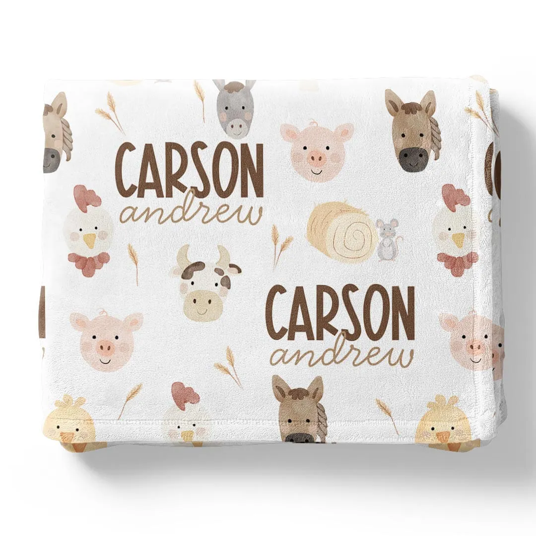 Barnyard Buddies Personalized Kids Blanket