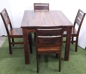 COBRA CRAFT Solid Sheesham Wood Dining Table with 4 Chairs for Dining Room | Home | Living Room |Hotel | Resorts| Teak Finish
