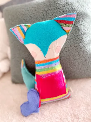 Creative Cuddles, Rainbow Fox Animal for Kids, Children's Sensory Stuffed Animal, Upcycled Stuffed Fox for Kids