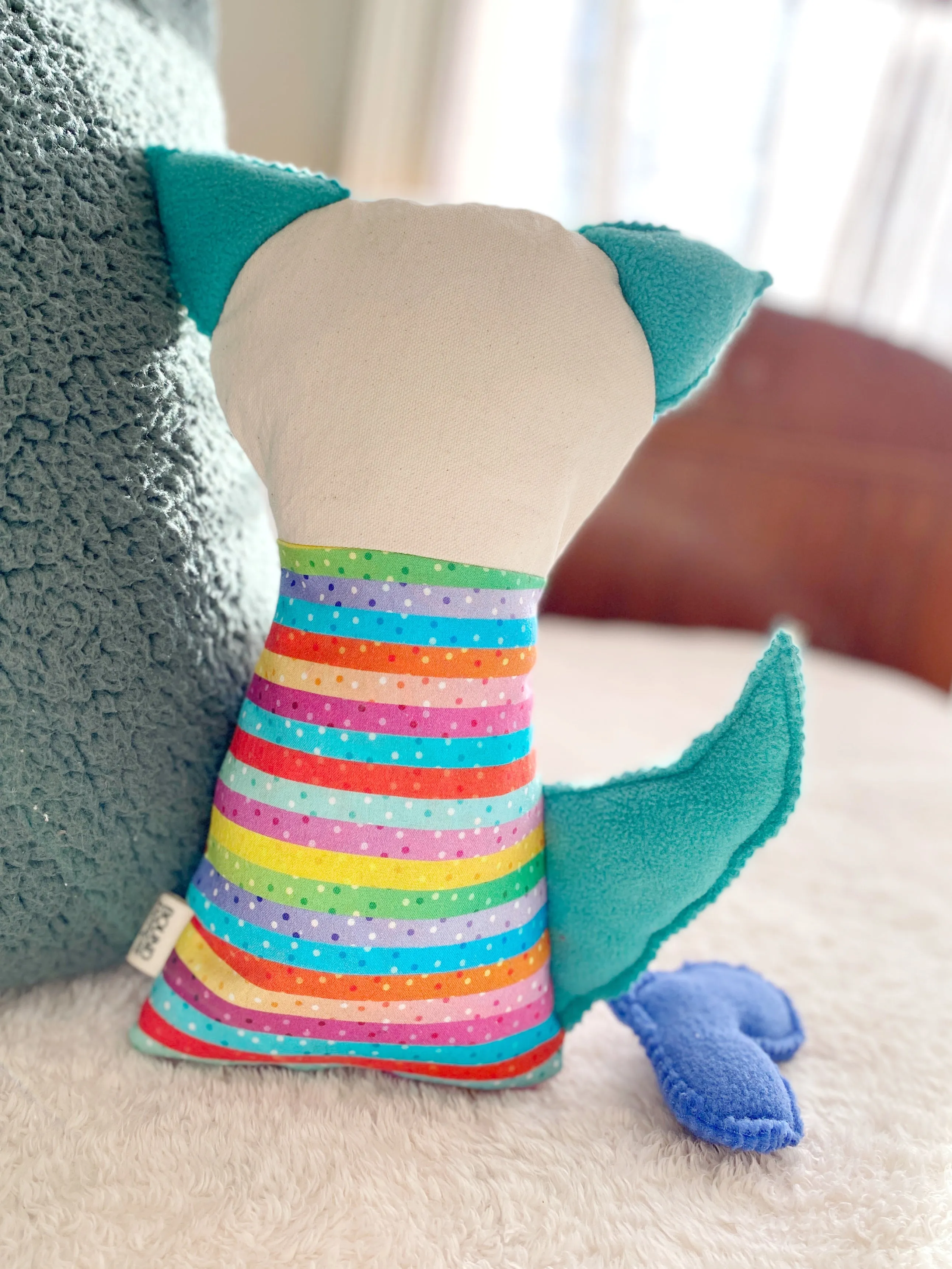 Creative Cuddles, Rainbow Fox Animal for Kids, Children's Sensory Stuffed Animal, Upcycled Stuffed Fox for Kids