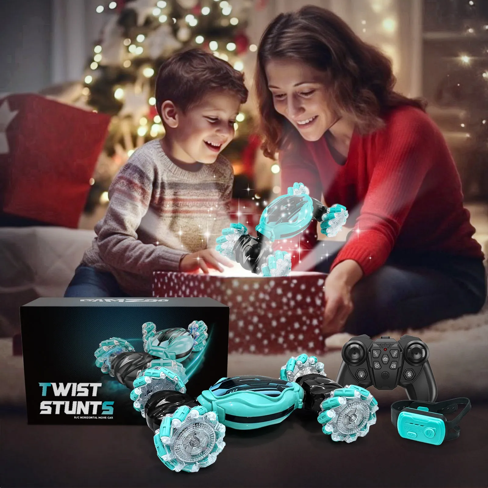 Gesture Sensing Stunt RC Car - 2.4GHz 4WD Remote Control Gesture Sensor Toy Cars - Double Sided Rotating Off Road Vehicle for Kids 7 8 9 10 11 12 Year Boys Birthday