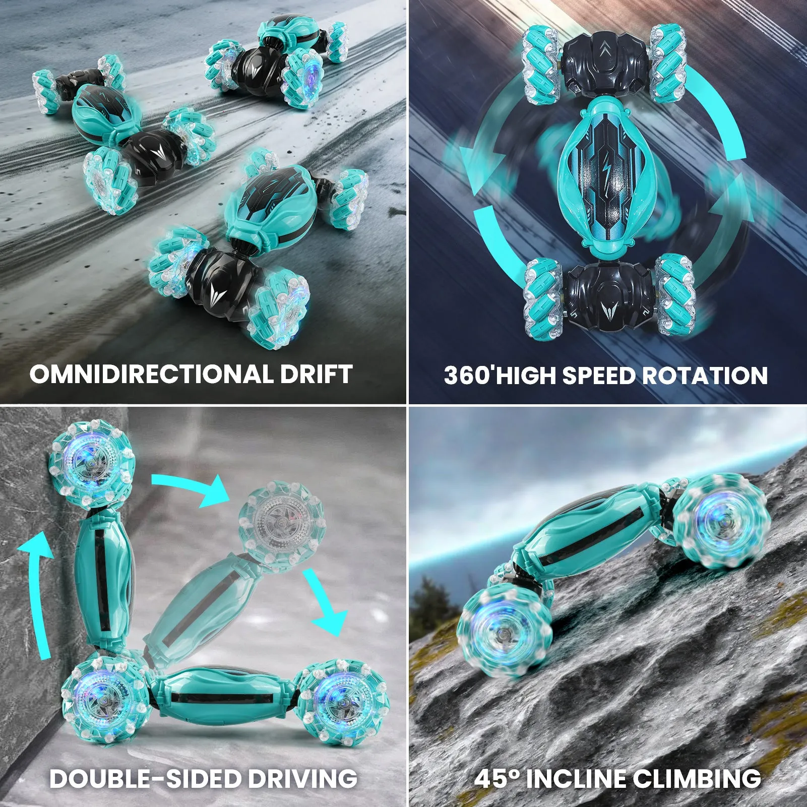 Gesture Sensing Stunt RC Car - 2.4GHz 4WD Remote Control Gesture Sensor Toy Cars - Double Sided Rotating Off Road Vehicle for Kids 7 8 9 10 11 12 Year Boys Birthday