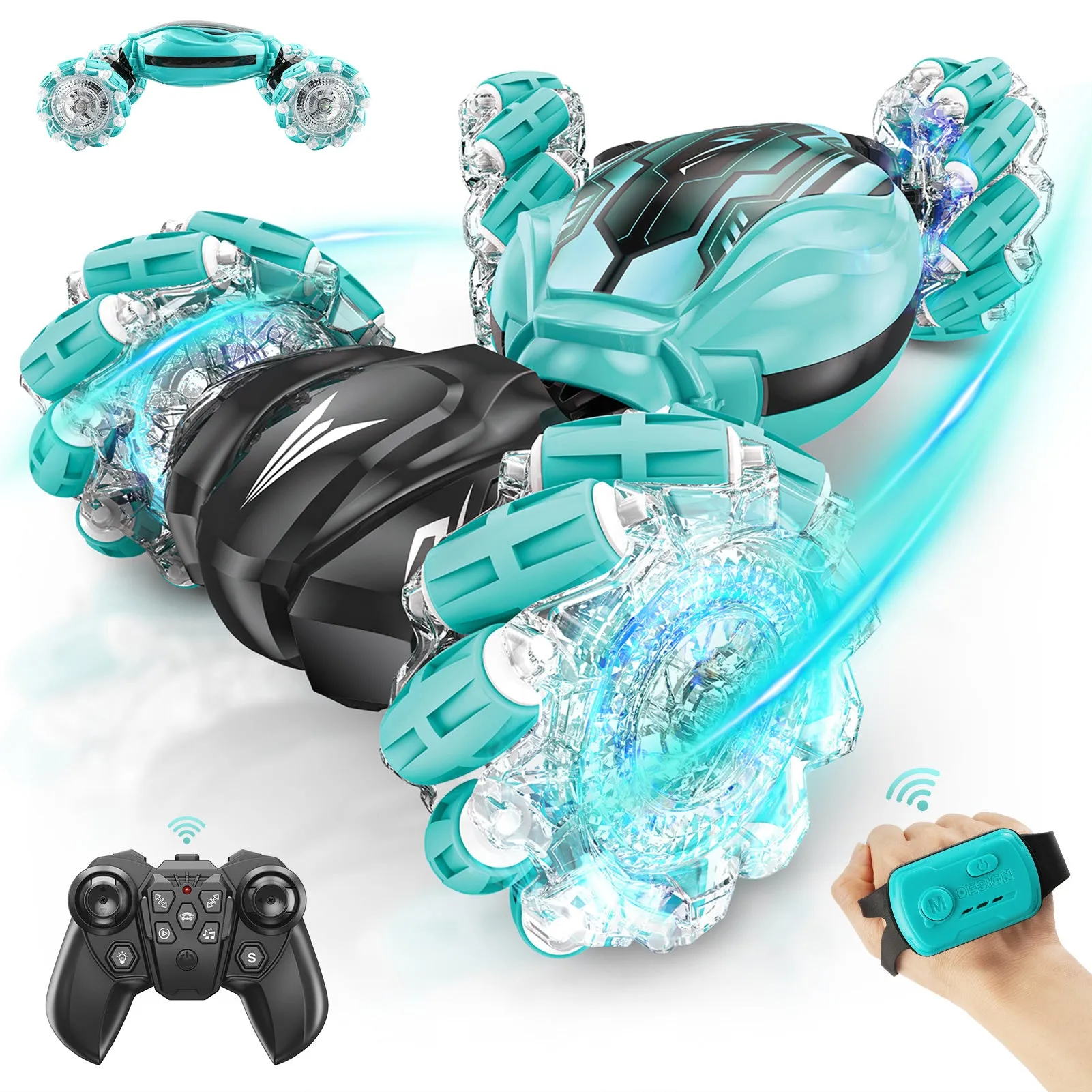 Gesture Sensing Stunt RC Car - 2.4GHz 4WD Remote Control Gesture Sensor Toy Cars - Double Sided Rotating Off Road Vehicle for Kids 7 8 9 10 11 12 Year Boys Birthday