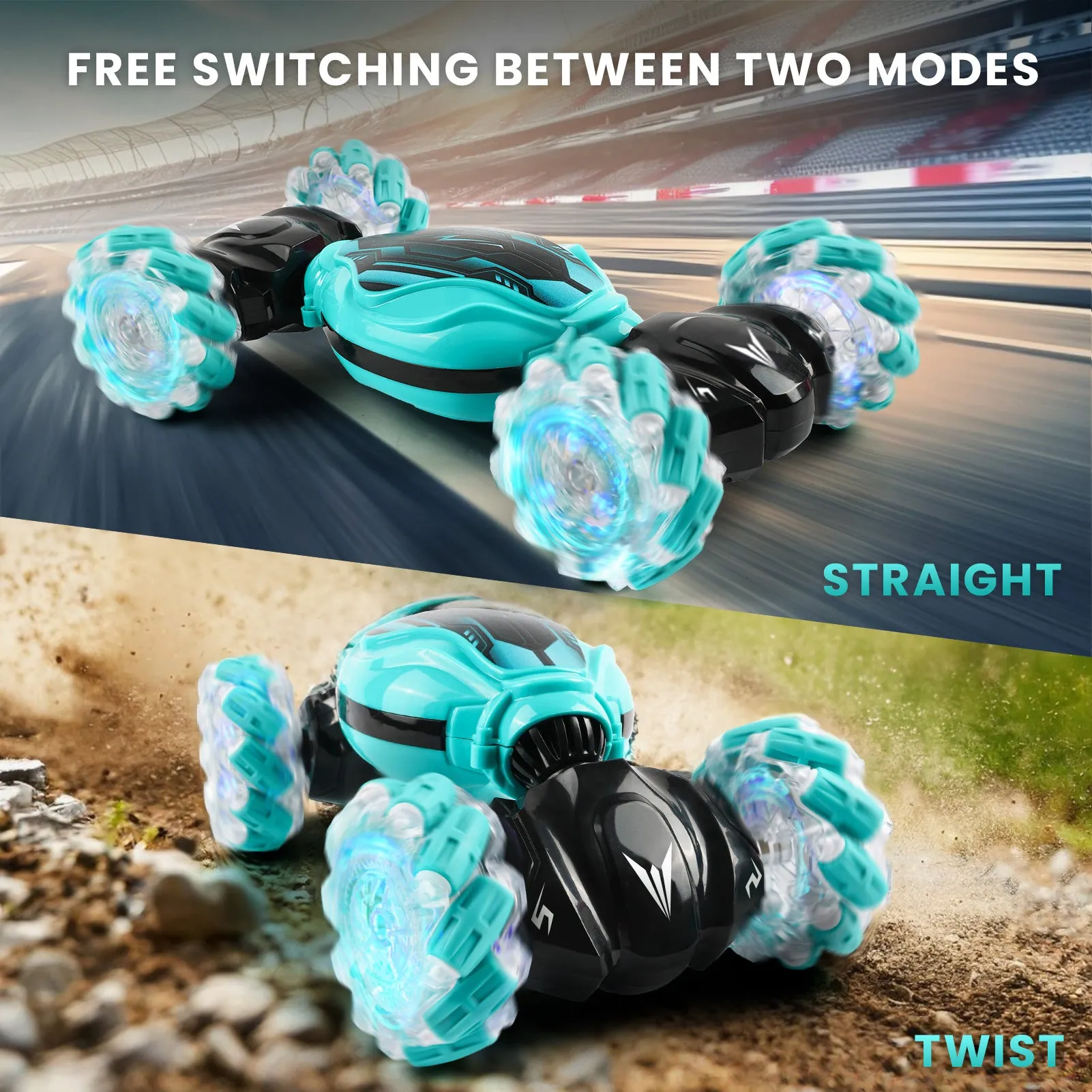 Gesture Sensing Stunt RC Car - 2.4GHz 4WD Remote Control Gesture Sensor Toy Cars - Double Sided Rotating Off Road Vehicle for Kids 7 8 9 10 11 12 Year Boys Birthday