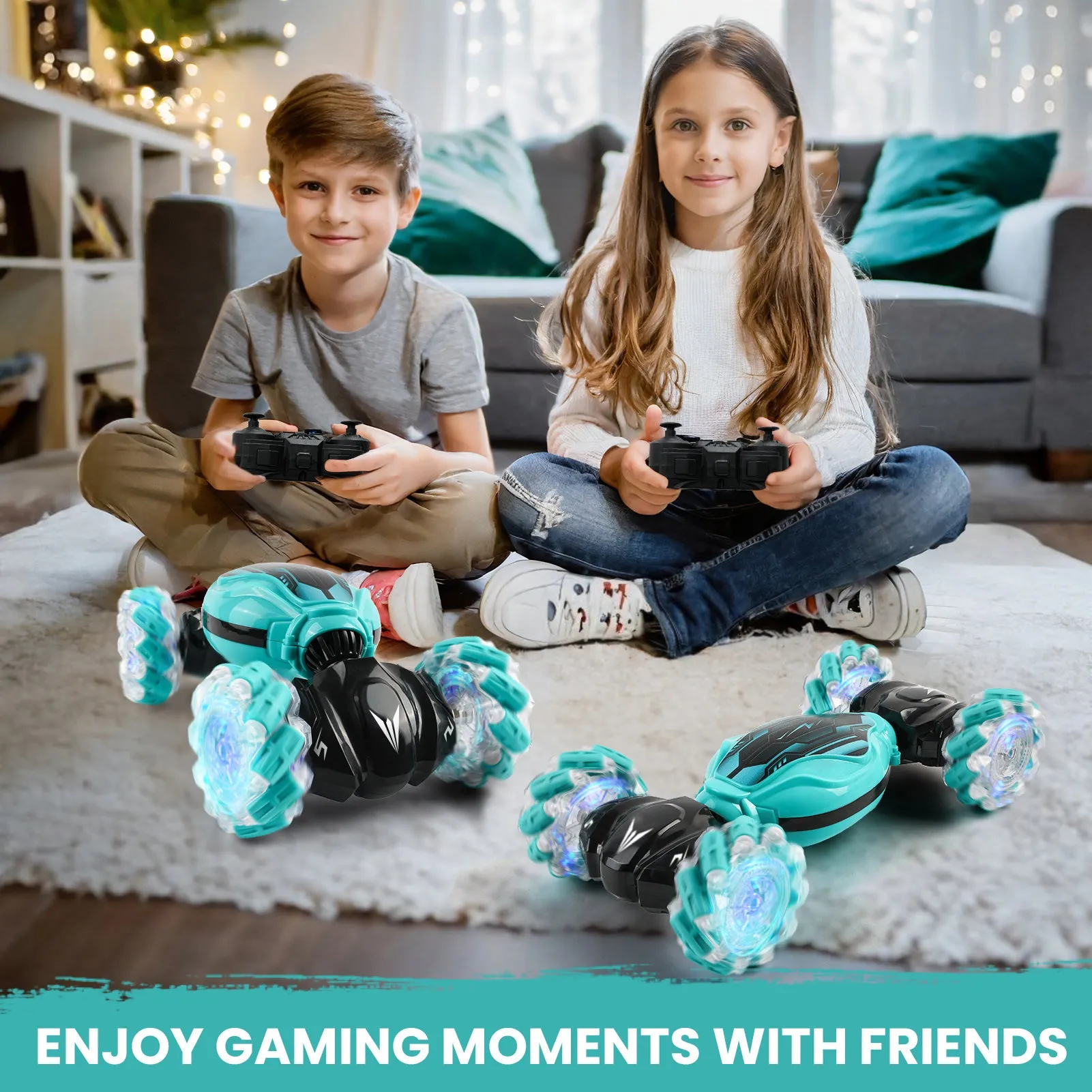 Gesture Sensing Stunt RC Car - 2.4GHz 4WD Remote Control Gesture Sensor Toy Cars - Double Sided Rotating Off Road Vehicle for Kids 7 8 9 10 11 12 Year Boys Birthday
