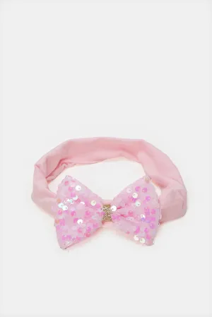 Girls Pink Embellished Hair Wrap