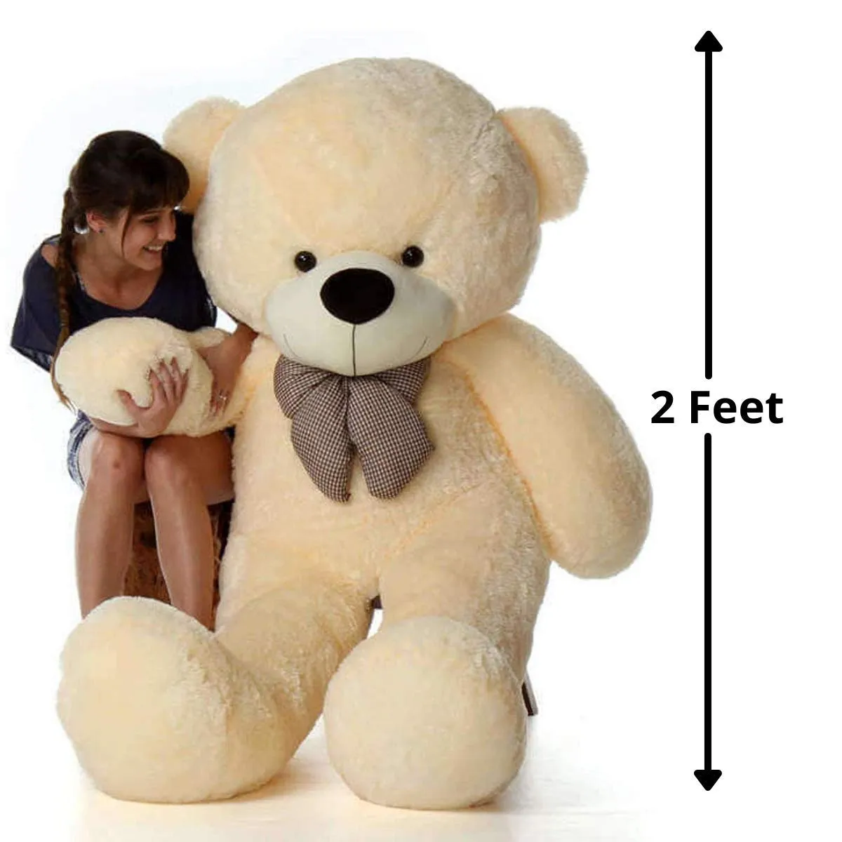 Hug N Feel 2 Feet Cream Giant Teddy Bear Soft, Plush, and Cuddly Stuffed Animal for Kids, Birthdays, Anniversaries, Valentine's Day, and Special Occasions Large Huggable