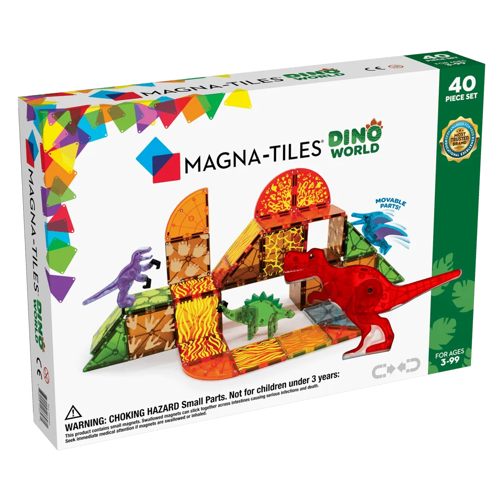 Magna Tiles Dino World 40 Piece Set - Magnetic Building Toys