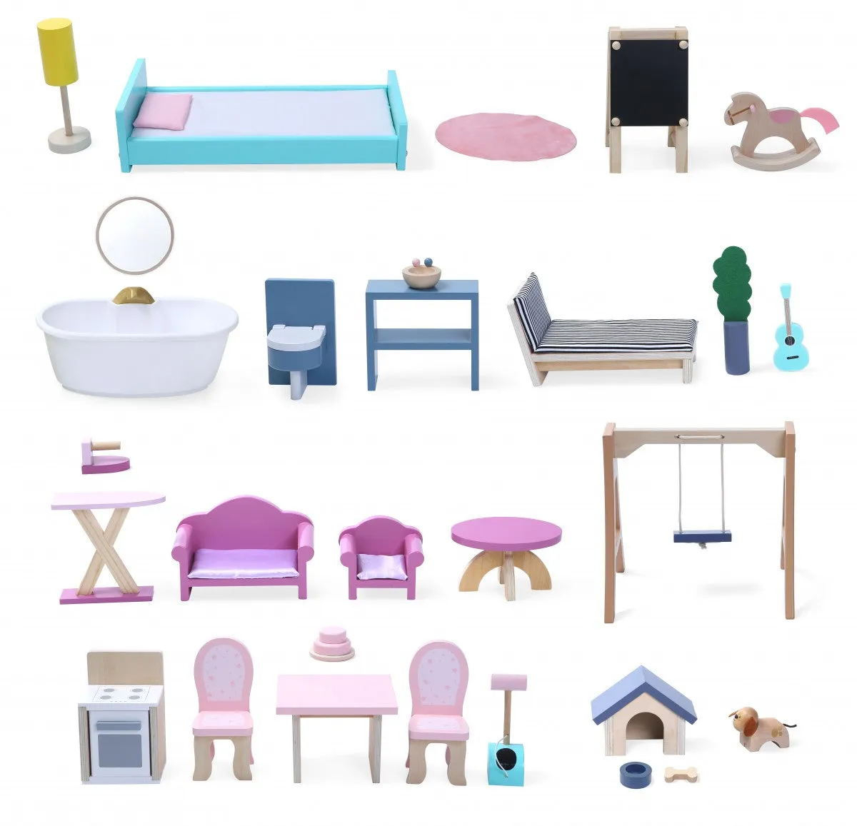 Mansion Doll House & Accessories 28pc