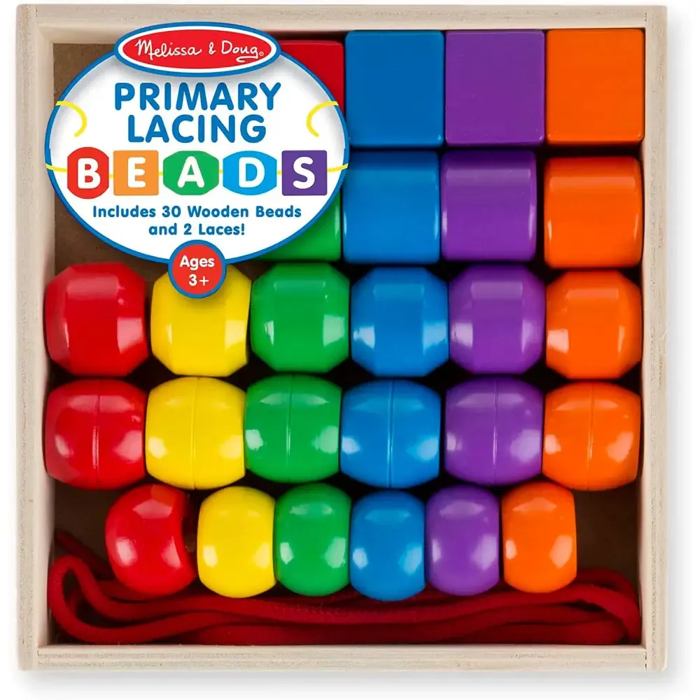Melissa & Doug Wooden Primary Lacing Beads