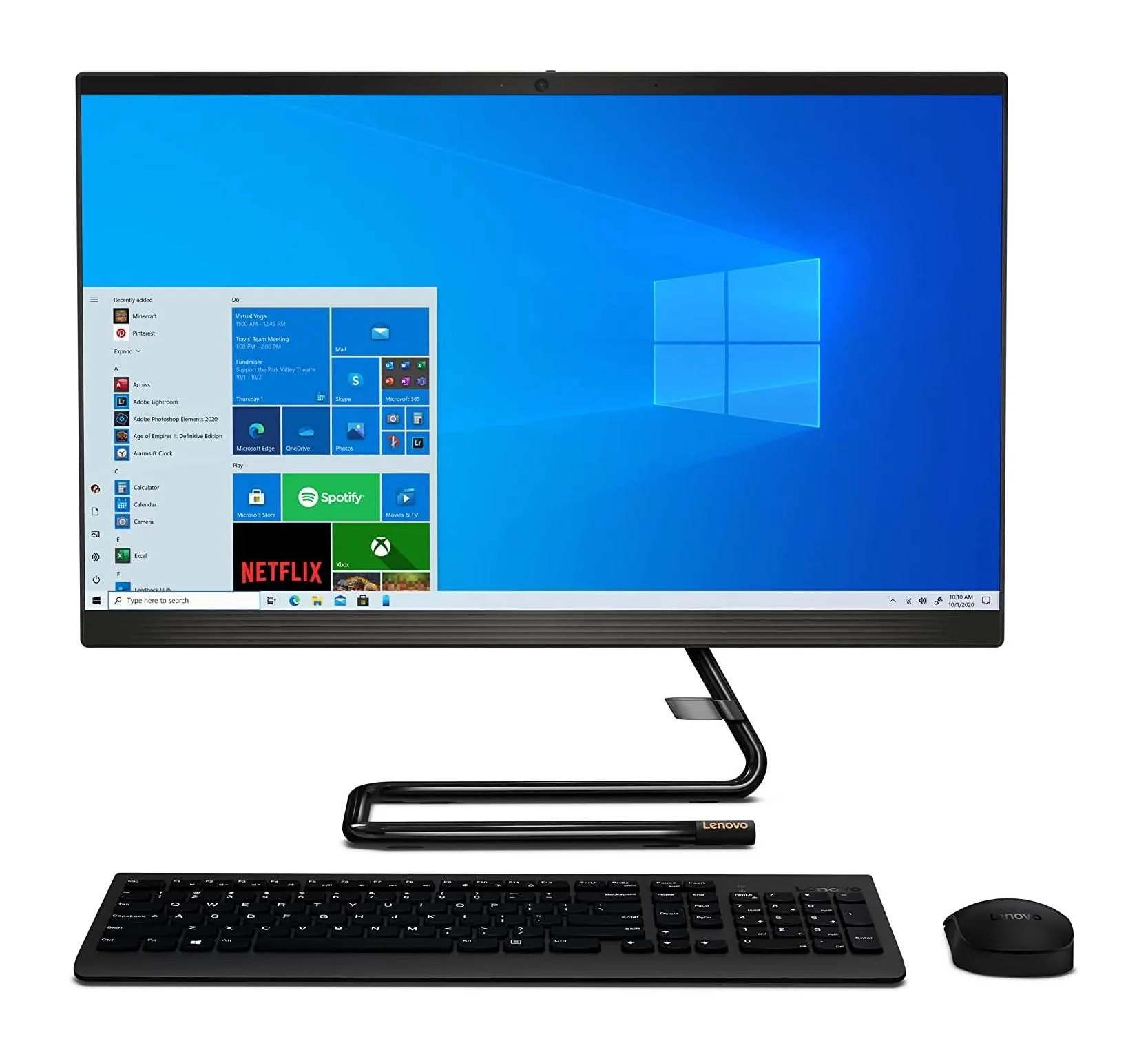 Monoblock Lenovo IdeaCentre AIO 3i 24", Intel Core i3-10100T, FHD, 8GB, 1TB/256GB, DVD-RW, English keyboard