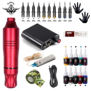 Professional Tattoo Machine Kit Tattoo Power Supply Rotary Tattoo Pen Machine With Cartridges Needle For Tattoo Beginners Artist