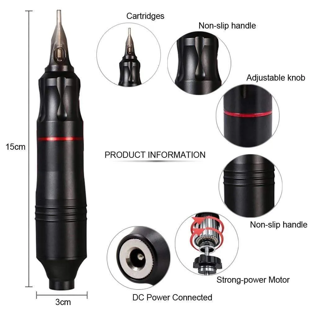 Professional Tattoo Machine Kit Tattoo Power Supply Rotary Tattoo Pen Machine With Cartridges Needle For Tattoo Beginners Artist
