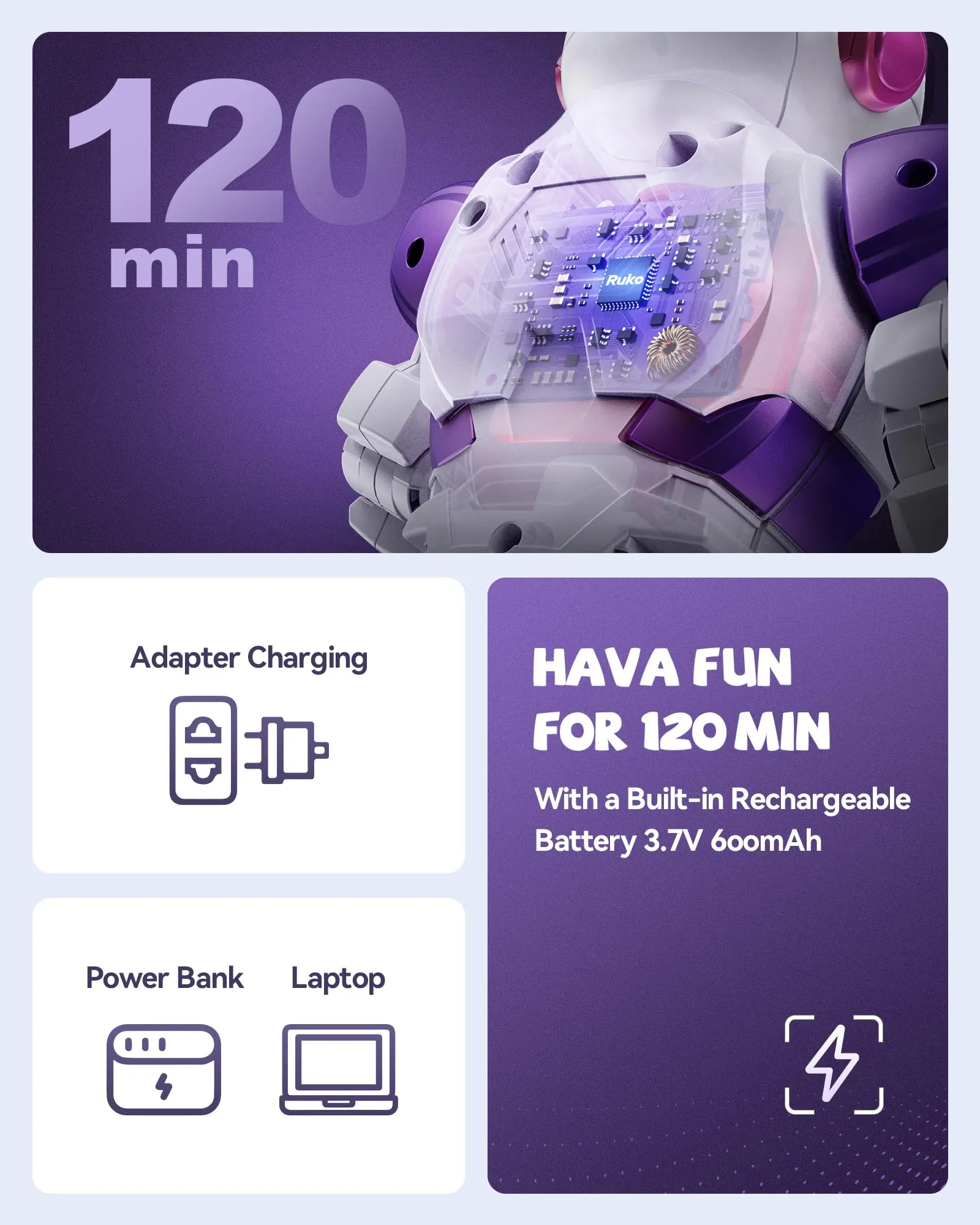 Ruko 6088 Dancing Robot for Girls with APP Control, Remote Control, Gesture Sensing Control, Interactive LED Emoji, QA Games Rechargeable Programmable Robot Toys for 3 4 5 6 Years Kids, Pink Purple