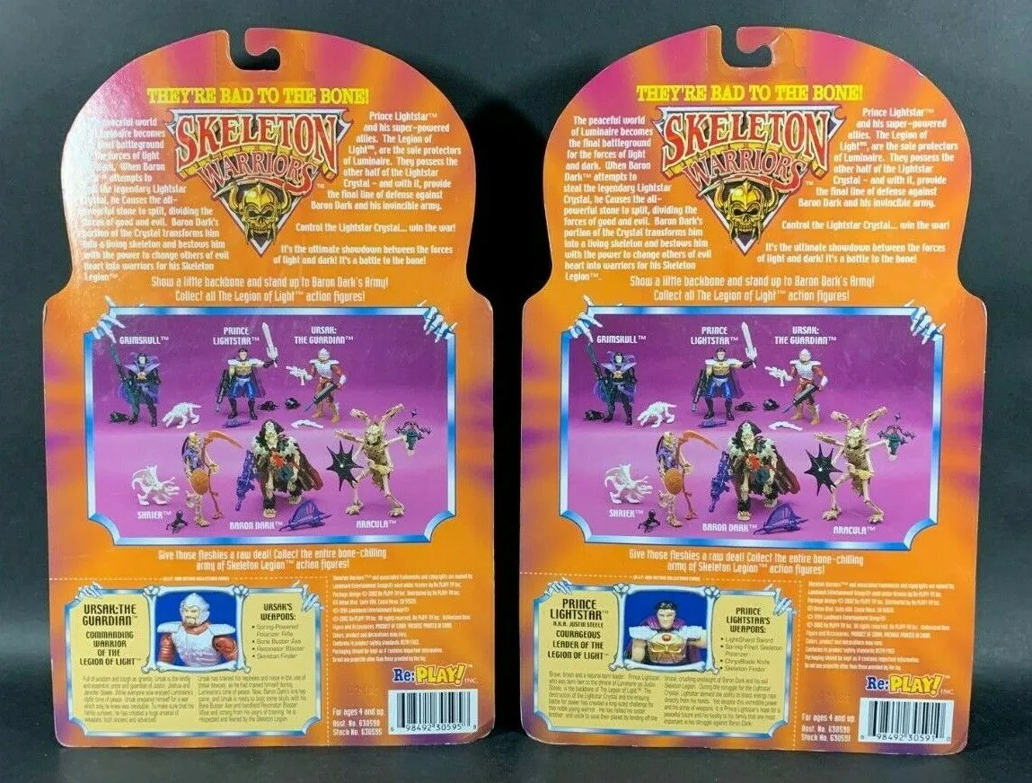 Skeleton Warriors Retro Action Figures by Playmates Sealed on Card Original 1994 Package