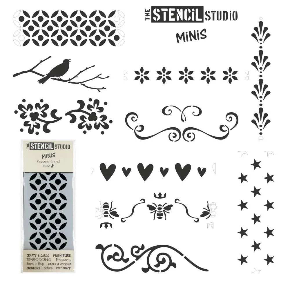 Stencil MiNiS Sets of 10 - SAVE £20! - Shabby Chic Patterns and Borders