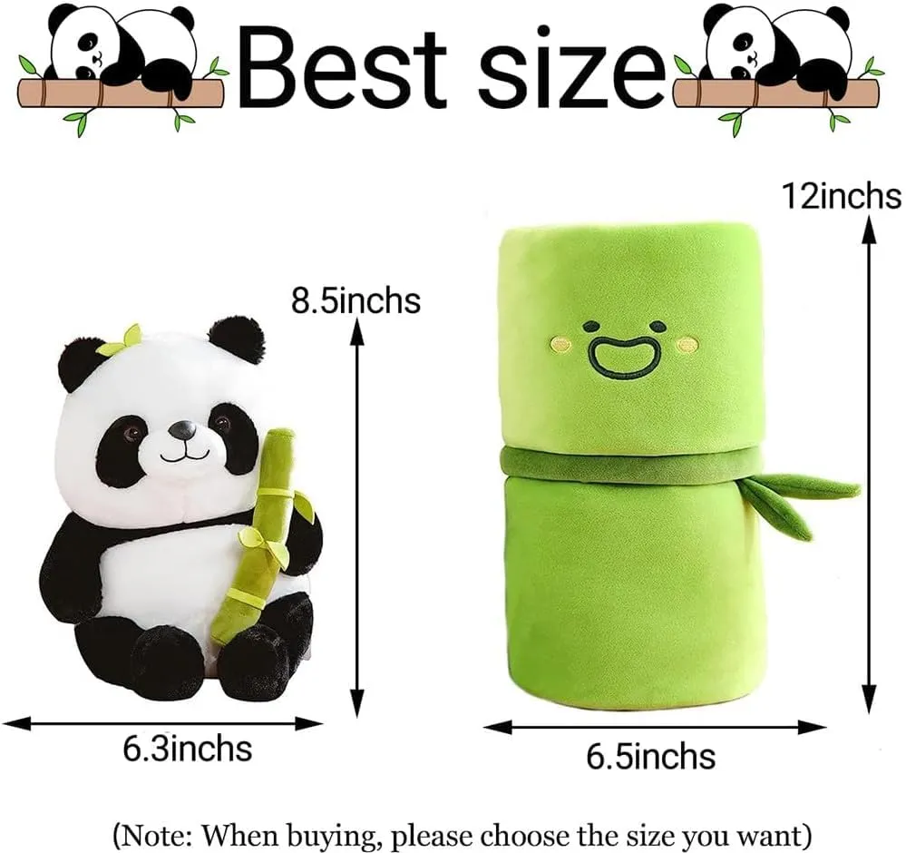 Storescent Cute Panda Plush with Bamboo, Kawaii Soft Panda in Bamboo Stuffed Animals Toy, Plushies Doll Gifts for Kids Girls Boys Birthday Valentine (Panda in Bamboo)