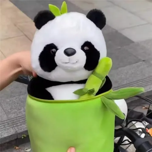 Storescent Cute Panda Plush with Bamboo, Kawaii Soft Panda in Bamboo Stuffed Animals Toy, Plushies Doll Gifts for Kids Girls Boys Birthday Valentine (Panda in Bamboo)
