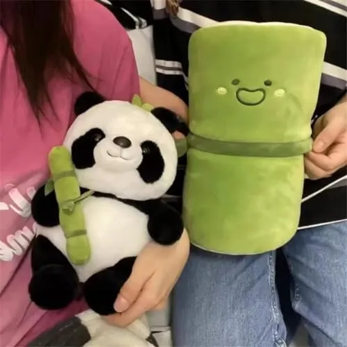 Storescent Cute Panda Plush with Bamboo, Kawaii Soft Panda in Bamboo Stuffed Animals Toy, Plushies Doll Gifts for Kids Girls Boys Birthday Valentine (Panda in Bamboo)