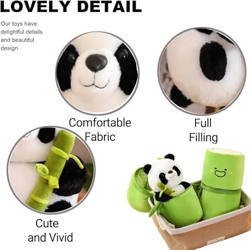 Storescent Cute Panda Plush with Bamboo, Kawaii Soft Panda in Bamboo Stuffed Animals Toy, Plushies Doll Gifts for Kids Girls Boys Birthday Valentine (Panda in Bamboo)