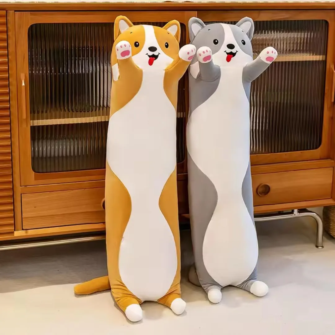 TechMax Solution The Perfect Grey Long Dog Plush Pillow for Snuggly Nights and Sweet Dreams an for Anyone in Need of Cuddly Comfort