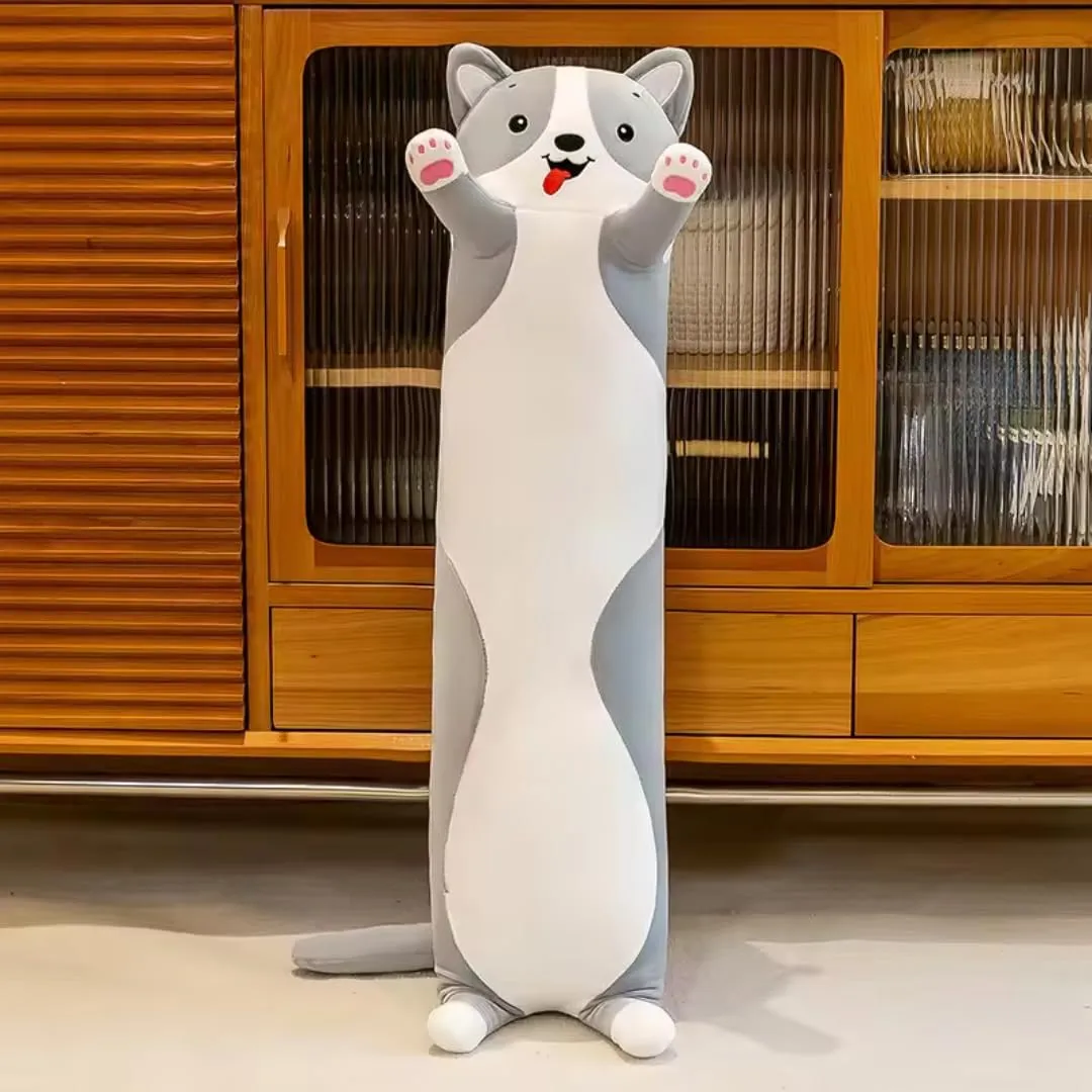 TechMax Solution The Perfect Grey Long Dog Plush Pillow for Snuggly Nights and Sweet Dreams an for Anyone in Need of Cuddly Comfort
